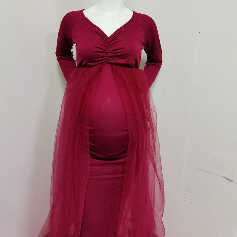 เซ็กซี่ Maternity ยิงชุด Sequins Tulle การตั้งครรภ์การถ่ายภาพชุด Maxi ชุดสำหรับสตรีตั้งครรภ์ยาว Photo Prop