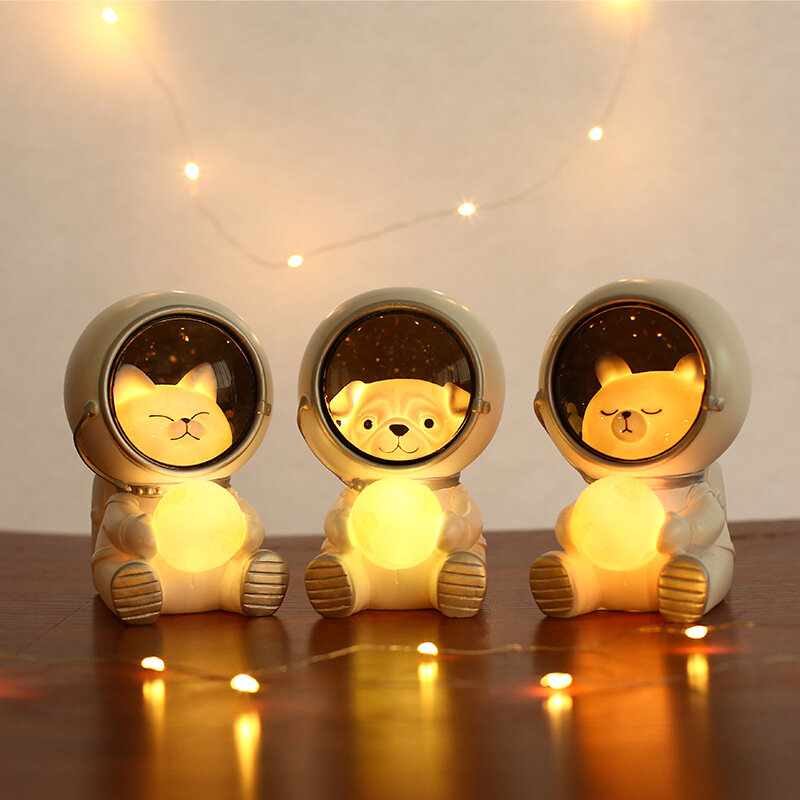 Kreatif Lucu Galaxy Wali Hewan Peliharaan Astronot Lampu Malam Kepribadian Kamar Tidur Dekorasi Lampu Bintang Cahaya Mainan Anak-anak Hadiah Ulang Tahun