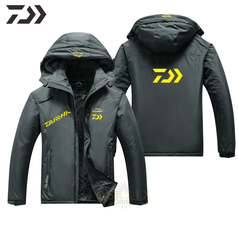 New Daiwa Fishing Jacket Thick Velvet Autumn Winter Keep Warm Fishing Coat Waterproof Windproof Outdoor Sport Fishing Clothing