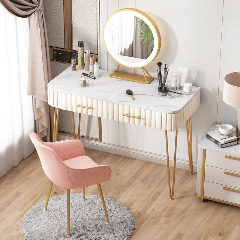 Toletta leggera di lusso moderno piccolo appartamento toletta singola in stile ins con comodino specchio da toeletta