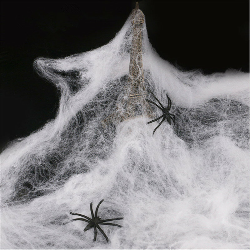 60cm Large Spider Halloween Decoration for Home Bar Haunted House Spider Cotton Web Halloween Artificial Spider Silk Props-S
