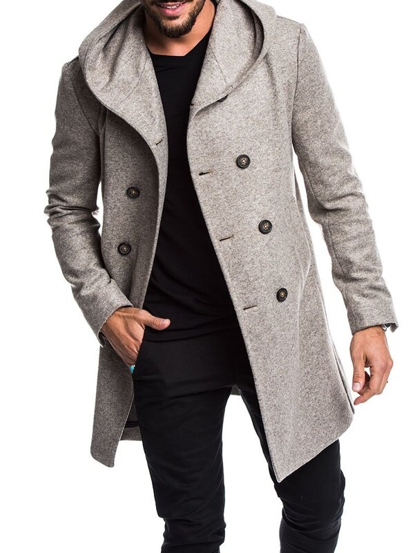 Outono inverno dos homens longo trench coat moda boutique casacos de lã marca masculino fino lã blusão jaqueta plus size S-3XL
