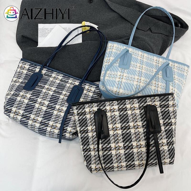 Senhora tote bolsa de moda feminina xadrez padrão impressão couro do plutônio sacola de compras bolsa de ombro casual menina grande capacidade tote bolsas