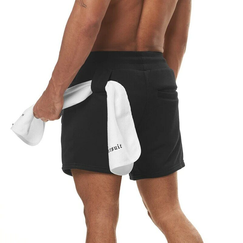 Pantalones cortos de algodón para hombre, Shorts deportivos para correr, talla grande, para ejercicio, gimnasio, alta calidad, sin White-1short
