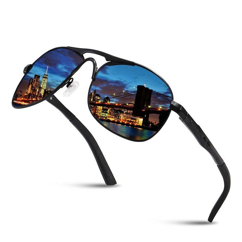 Gafas de sol polarizadas de lujo para hombre, lentes de calidad con marco Metail, diseño de marca, para piloto, pesca, conducción, UV400