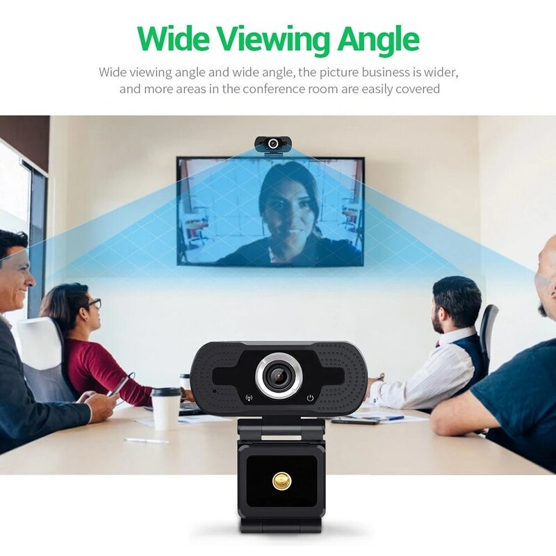 Широкоформатная веб-камера для домашней работы, 1080P HD, USB, со встроенным микрофоном