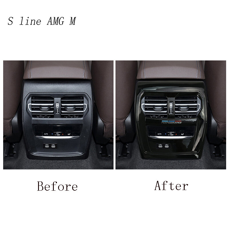 Estilo do carro para m desempenho interior do carro adesivo decalques traseiro painel de saída ar condicionado capa guarnição para bmw série 3 g20 g28