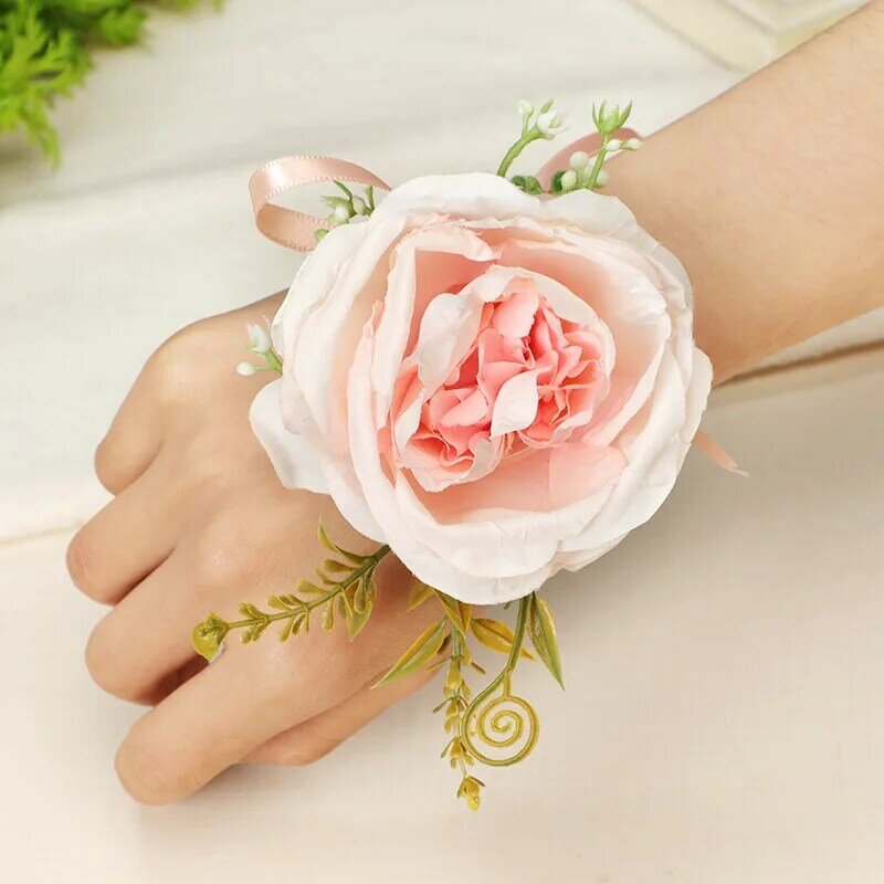 Sen – fleur de poignet de demoiselle d'honneur, fleur de poignet fraîche et belle de mariée, célébration de danse, fleur à main