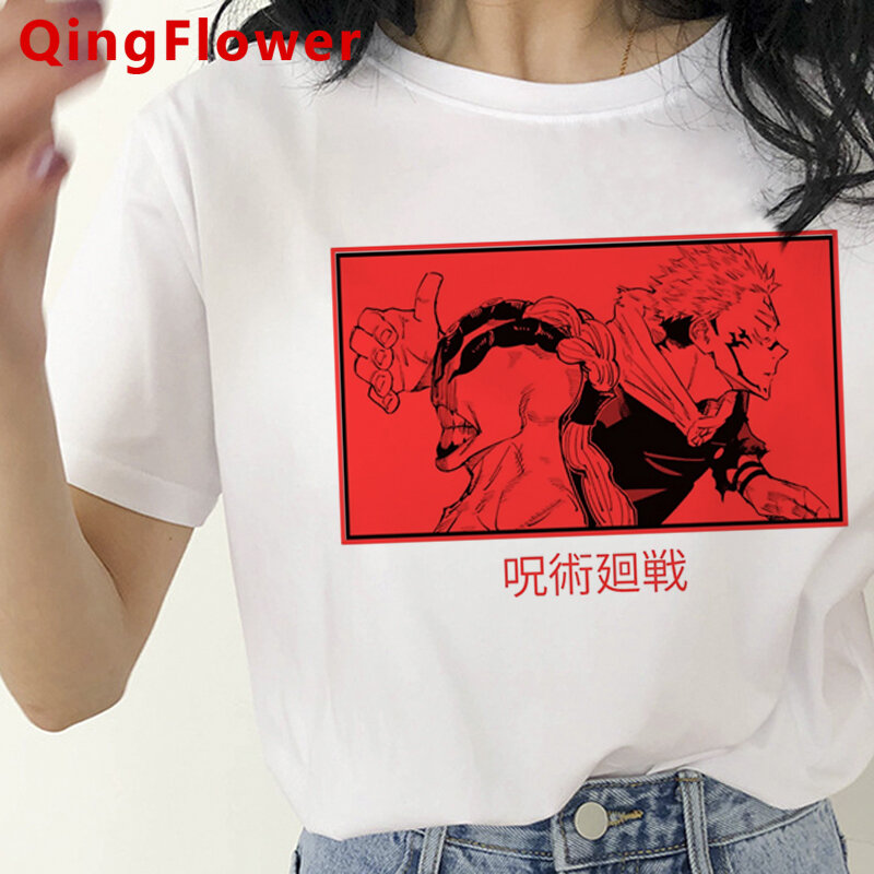 Jujutsu Kaisen-Camiseta informal para mujer, remera estética harajuku
