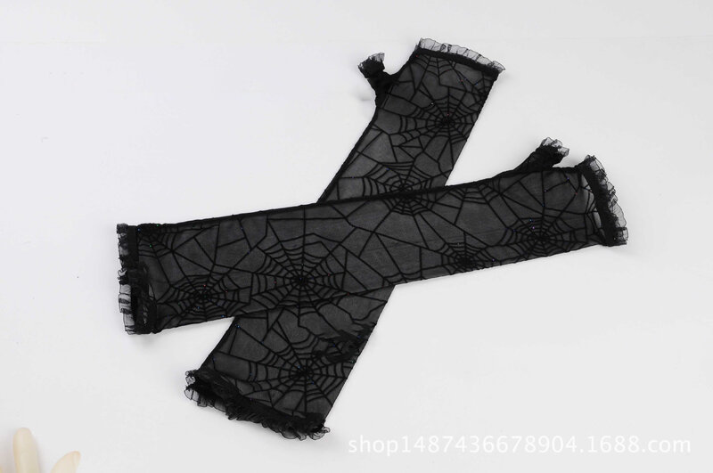 Черные готические женские сетчатые прозрачные перчатки в стиле панк без пальцев, кружевные варежки Cobweb 2022, крутые, для Хэллоуина, для рок-вечерние НКИ