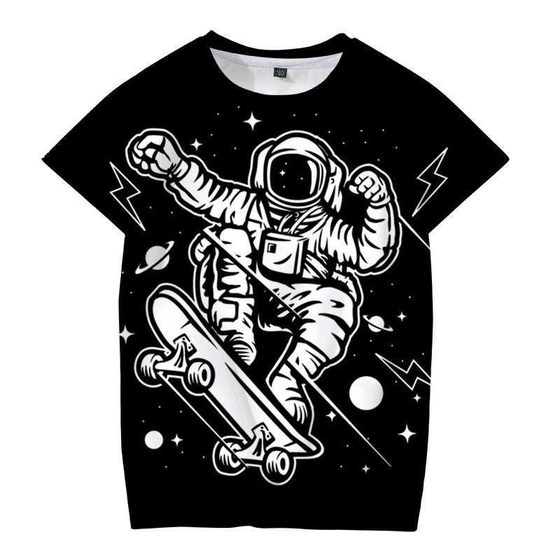 2021 Science Fiction Astronaut 3D T-shirt Jongen Meisje Kinderen Mode Streetwear Casual Korte Mouw Kinderen Gedrukt T-shirt Koele Top