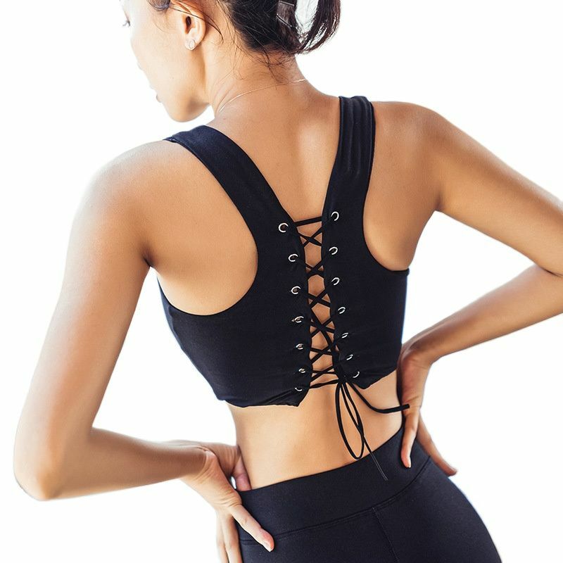 Yoga Top Sports Bra For Women, High Strength Harness Lace-up Bra, Corset Top For Fitness, Gym Clothing, Women's Vest Cropped