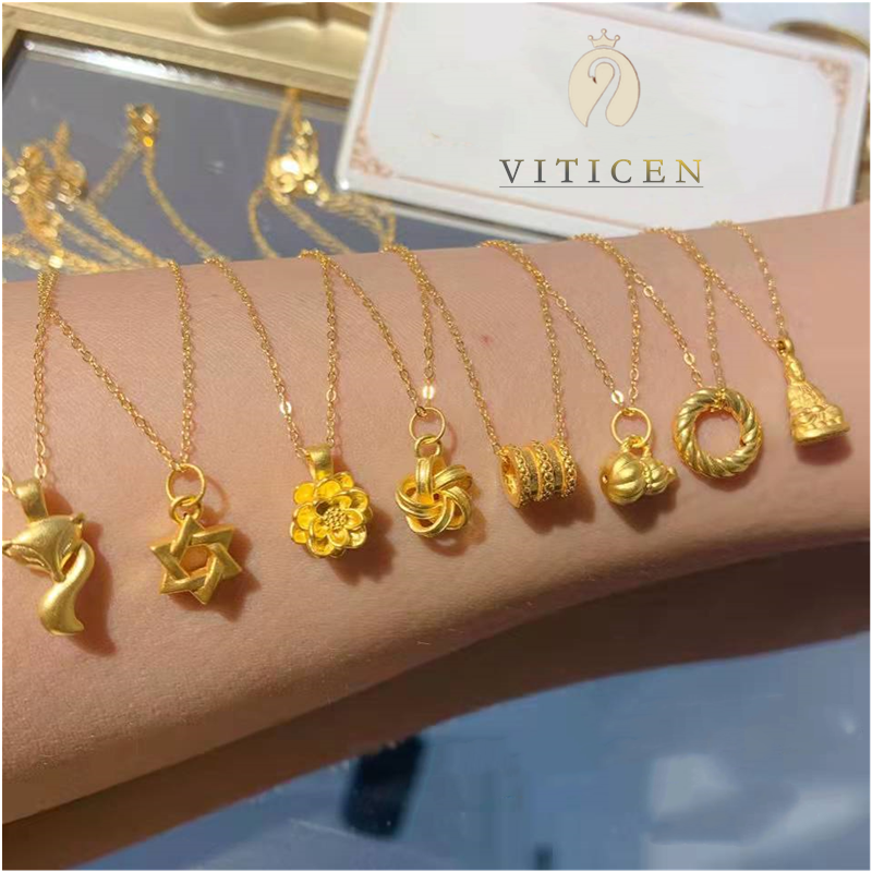 Vitisen-collar de oro 999 auténtico para mujer, colgante de 24k con flores y estrellas, regalos exquisitos, envío directo de fábrica