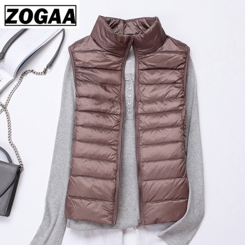 Zogaa Winter Vrouwen Down Vest Mode Vrouwelijke Mouwloze Vest Jas Warm Donsjack Plus Size Vrouwen Mouwloze Jassen S-4XL