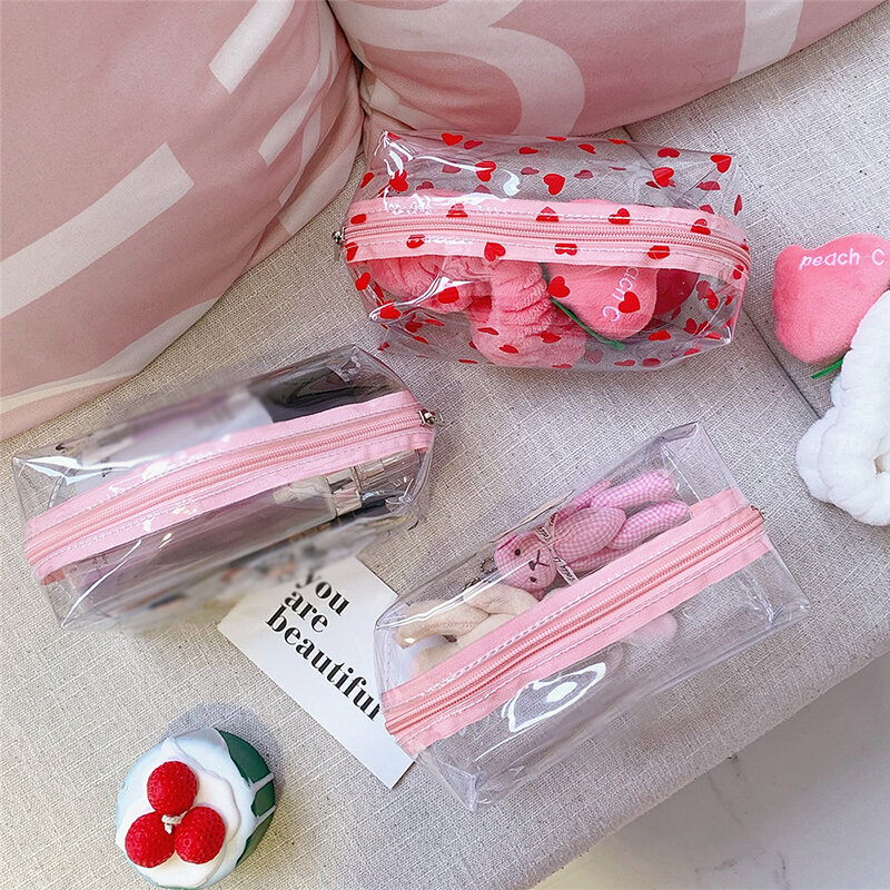 Women Transparent Cosmetic Bags Waterproof Makeup Bags Storage Pouch Make Up Organizer Clear Toiletry Bag PVC Zipper Beauty Case