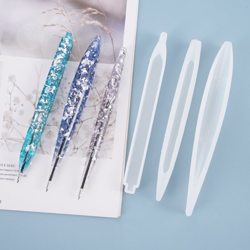 Molde de caneta esferográfica 5 peças, faça você mesmo molde de silicone artesanato jóias fazendo ferramentas de resina epóxi de cristal molde