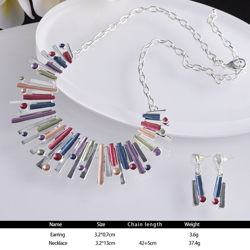 MeiceM 2021 nowy projekt geometryczne naszyjniki dla kobiet Trendy hurtowych kobiet srebrny kolorowy naszyjnik dzień matki biżuteria prezent