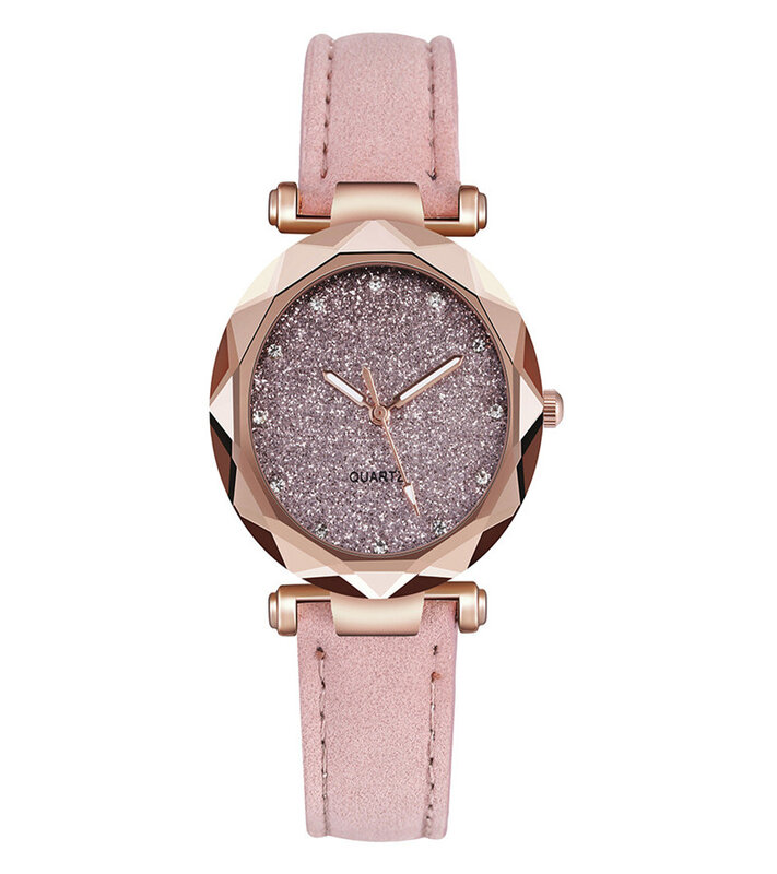 女性の腕時計ラインストーンロマンチックな星空腕時計ファッション女性の革の腕時計時計時計レロジオfeminino montreファム