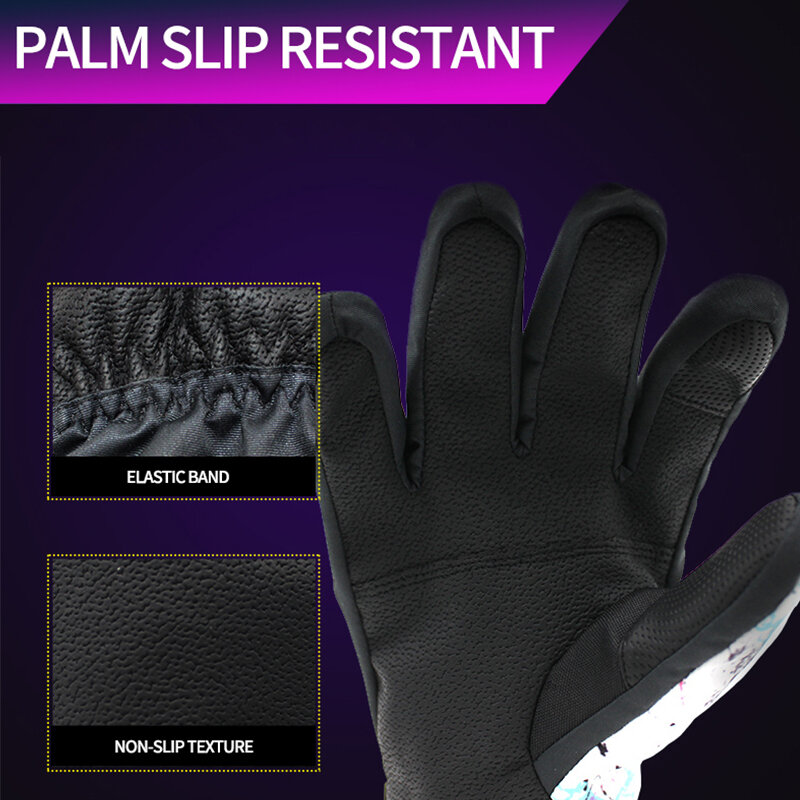 Лыжные перчатки для мужчин и женщин, водонепроницаемые зимние спортивные теплые перчатки для сенсорного экрана, дышащие ветрозащитные пер...