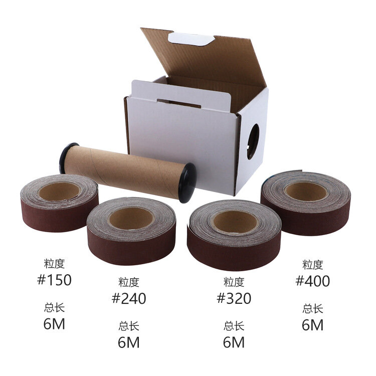 Boîte à bande d'émeri 150/240/320/400, grain amovible, tissu d'émeri doux, meulage à sec, métal, verre, travail du bois, papier de verre