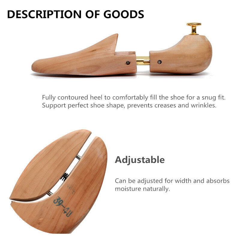 Expansor de zapatos de madera de árbol para hombre y mujer, zapatos planos ajustables, bombas, perchero moldeador de botas, tamaño 35-46, 1 par