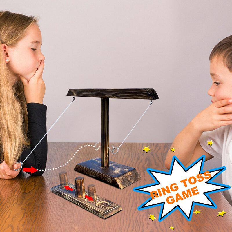 Ręcznie robiony drewniany haczyk i pierścień Toss Battle Bars gra interaktywna gra Drink dla dzieci i dorosłych gry imprezowe zabawa Paly Toys