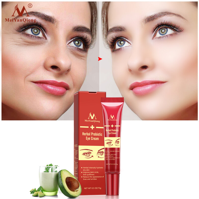 Herb Probiotics Hyaluronic Acid Anti-Wrinkle Remover Dark Circles Eye Essence Against Puffiness Anti Aging Eye Cream Skin Beauty