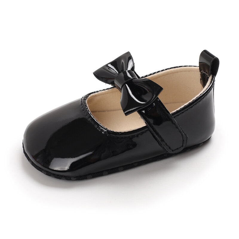 Sepatu Kasual Warna Solid Busur Bawah Datar Gaya Musim Semi dan Musim Gugur Sepatu Putri untuk Bayi Perempuan Sepatu Jalan Bayi 0-18 Bulan