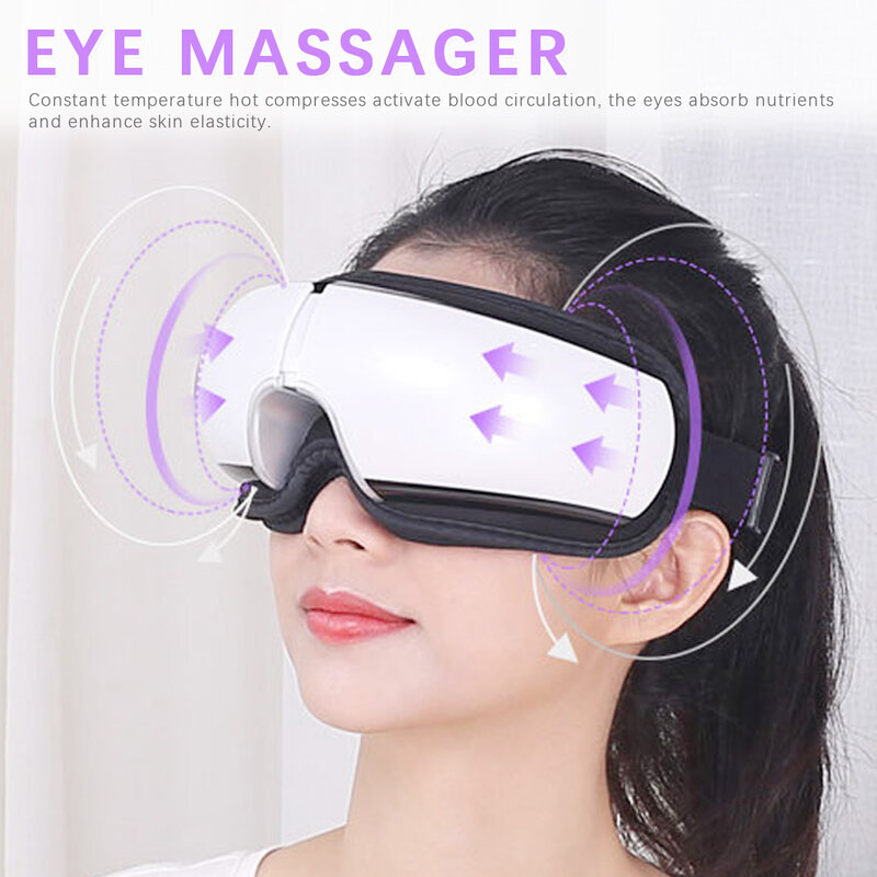 Pielęgnacja oczu Bluetooth oczy masażer wibracja SPA elektryczna muzyka składany przyrząd do pomiaru ciśnienia powietrza zmęczenie oczu masaż