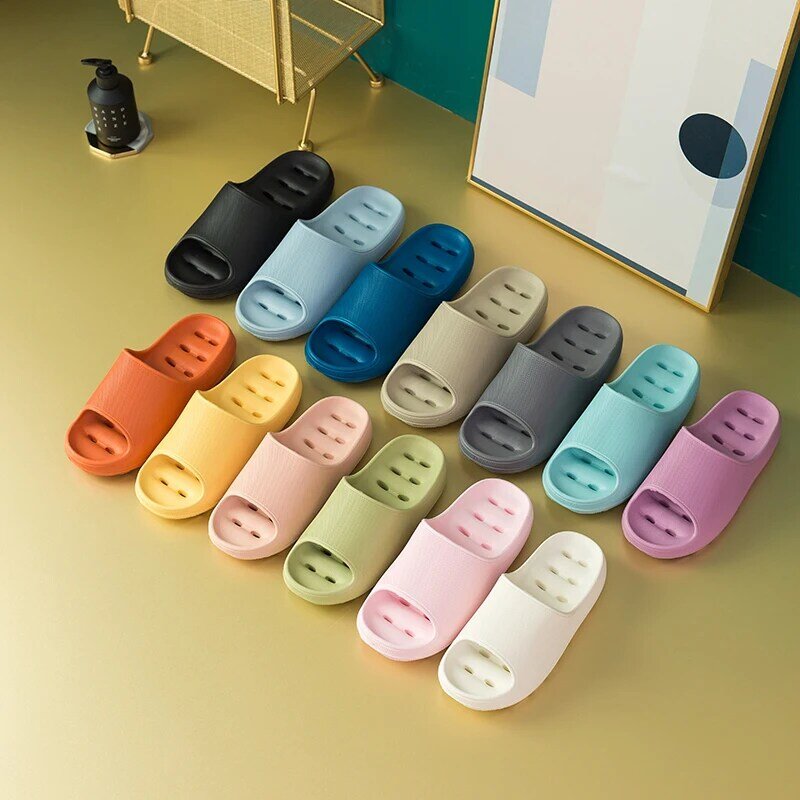 Summer Women Slippers Beach Draining Hole Eva Soft Sole Platform Shower Thick Sandals Men Indoor Bathroom Light Anti-slip Shoes