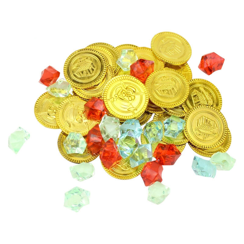 60pcs/Set Pirates Costume Props Toys Set Kids Theme Party Supply Pirate Eye Shade Binoculars Compass Gold Coin Jewelry Box Toys