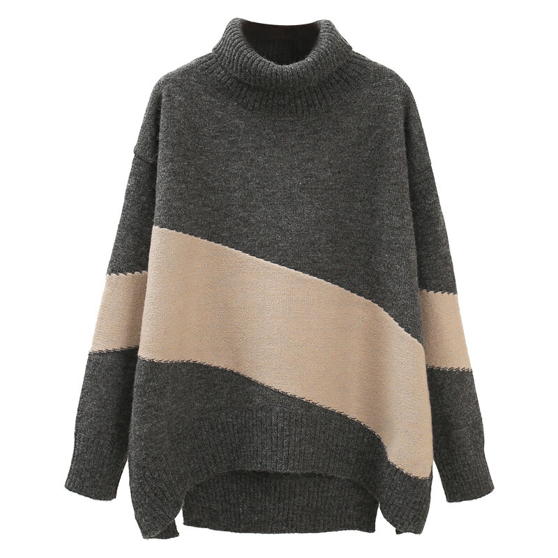 Пуловер с высоким воротом, свитер для женщин, верхняя одежда, вязаный, новинка зимы 2020, плотный пуловер для ленивых женщин