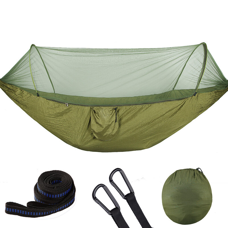 キャンプハンモック蚊帳ポータブルクイック設定ぶら下げ睡眠ベッド250 × 120センチメートル屋外