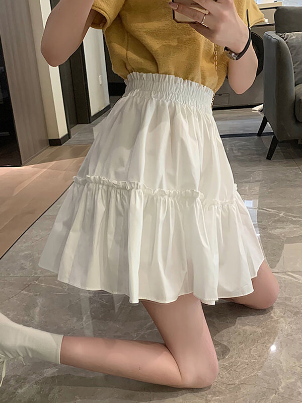 Falda blanca de cintura elástica para niños, Falda corta con cintura elástica, muy cubierta de hadas en la entrepierna, 2021
