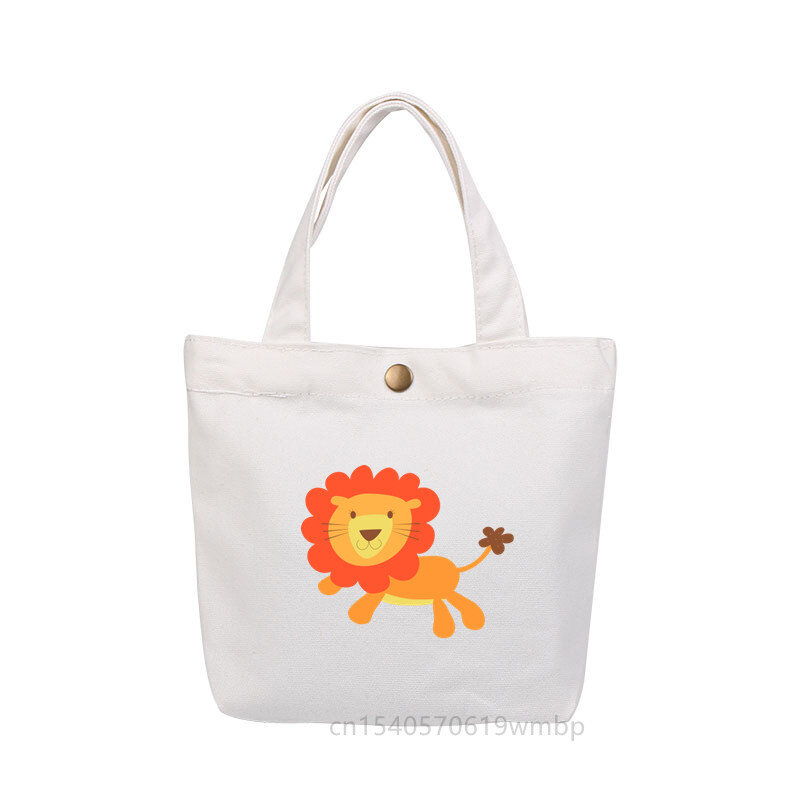 Animal lion locomotive portable mini tote bag solid color shopping bag lady retro bag daily shoulder bag