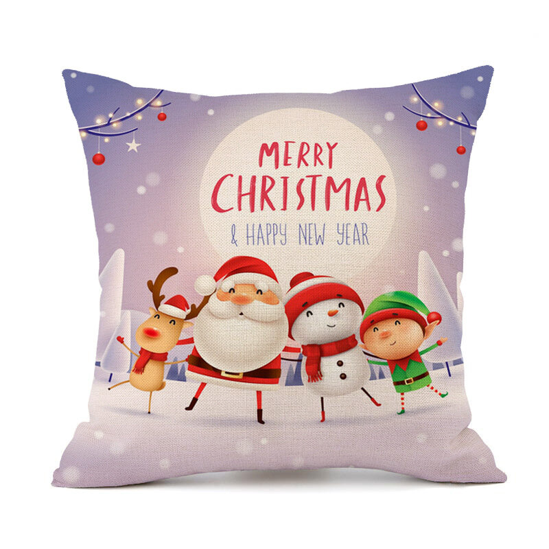 クリスマス鹿要素パターン3Dプリントポリエステル装飾枕カバースロー枕カバー平方ジッパー枕ケース-3