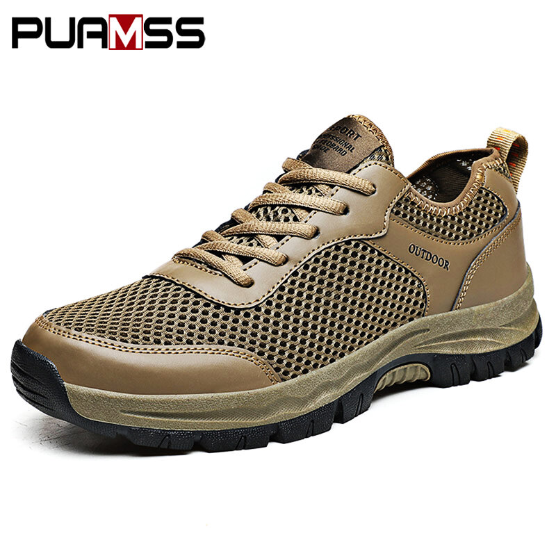 PUAMSS-zapatos de senderismo al aire libre para hombre, botas del ejército de combate tácticas transpirables, zapatillas de entrenamiento antideslizantes para el desierto, senderismo, 2021