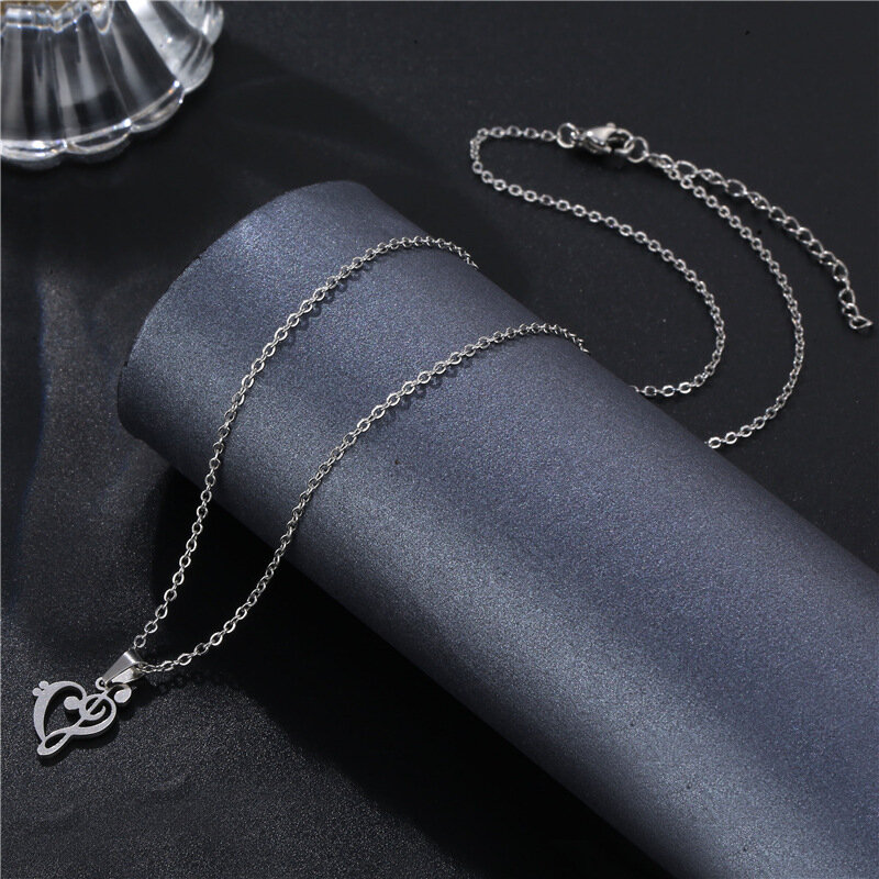 Collier avec pendentif en forme de cœur d'aigus et de basses pour femmes, breloque d'amour infini, chaîne ras du cou, bijoux en acier inoxydable, 2021