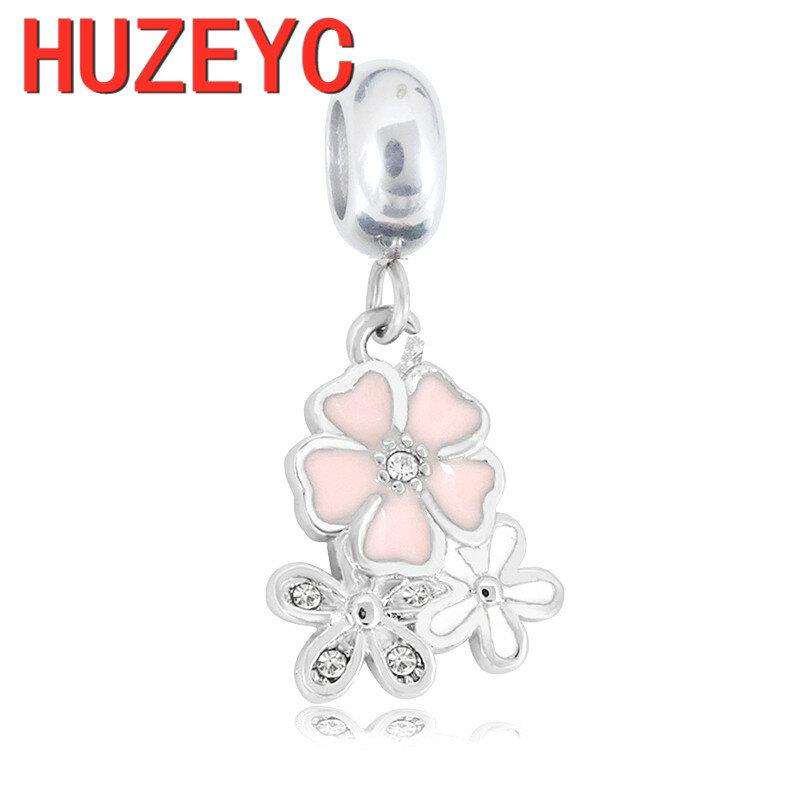 2pcs/Lot Stainless Steel Dangle Charm Bag Flower Wine Glass Moon Star Heart Fit Original Pandora Bracelet Pendant DIY Jewelry