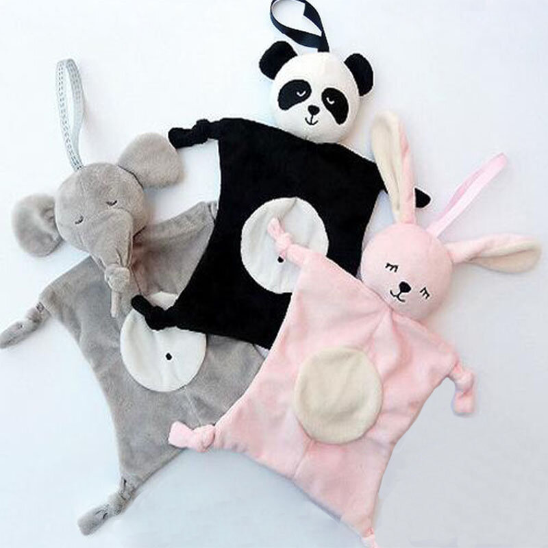 28*28cm Cartoon Elephant Rabbit Bear Baby Plush Dolls Saliva Towel Comforter Toys for Children Multi-function Baby Towels Wipes