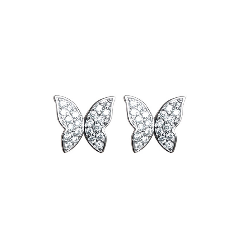 YAOLOGE 925 srebro hipoalergiczne kryształowe kolczyki moda eleganckie urocze motylkowe kolczyki damskie Party Accessorie
