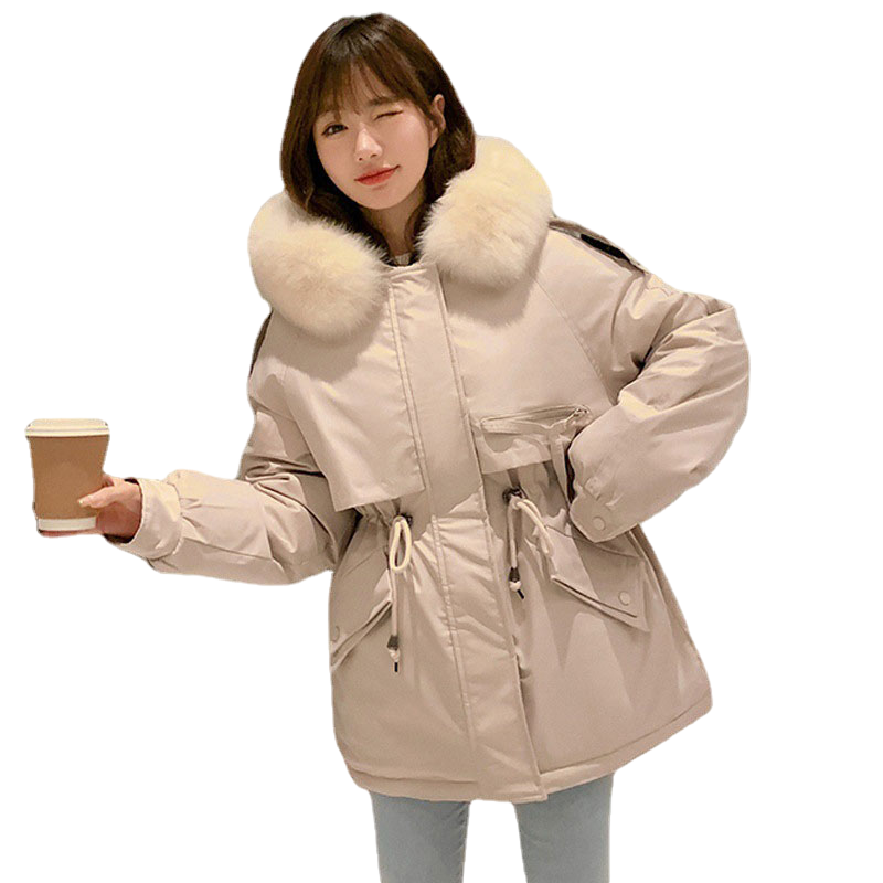 MGFashion Mid-length 한국 겨울 코트 여성 2021 후드 지퍼로 따뜻한 아웃웨어 유지 두꺼운 툴링 스타일 여성 parka S-XXL