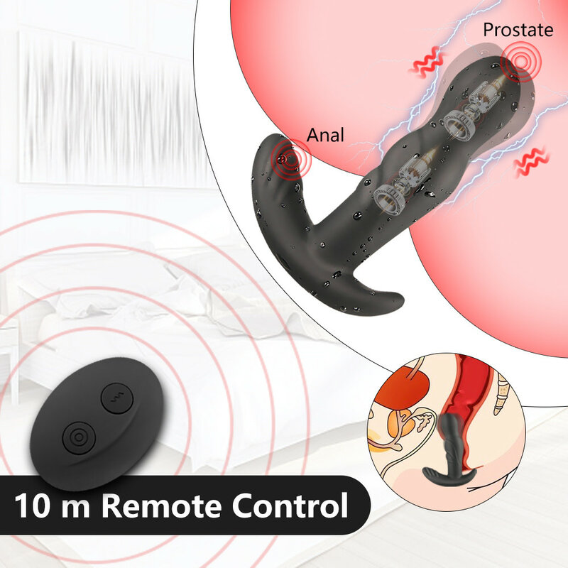 Mainan Fidget Pemijat Prostat Plug Anal Penggetar Rotasi 360 Derajat Mainan Seks Remote Control Plug untuk Pria Wanita Dewasa 18 +