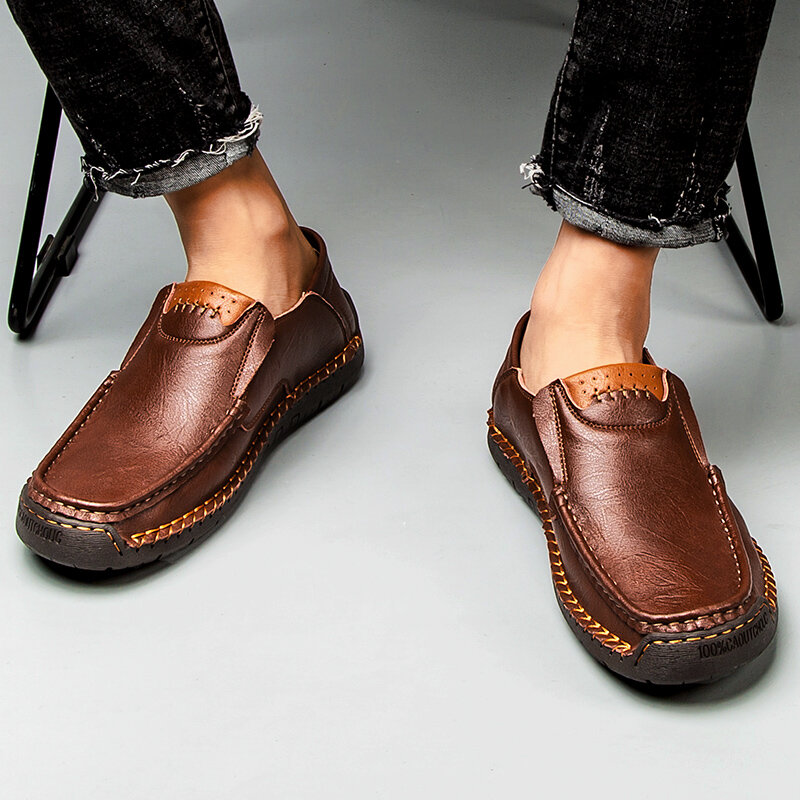 Zapatos informales hechos a mano para hombre, mocasines cómodos con cordones, transpirables, de estilo masculino, talla grande 48