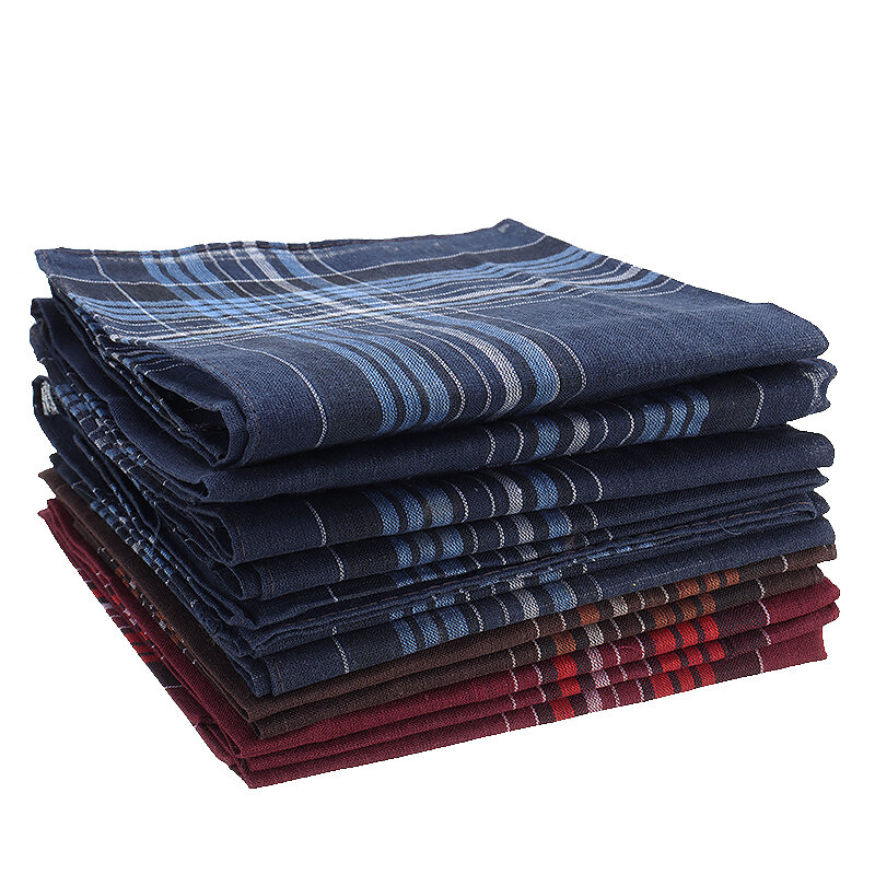 12pcs Gentlemens Hankies Mens Handkerchiefs Cotton Blend Suits Pocket Square For Men Business Chest Towel Plaid Hanky Gift