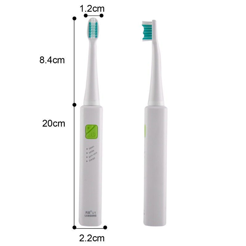 LANSUNG Ultrasonic Sonic Toothbrush USB Charge Rechargeable With 4 Pcs Replacement Heads Tooth Brushes Timer Brush