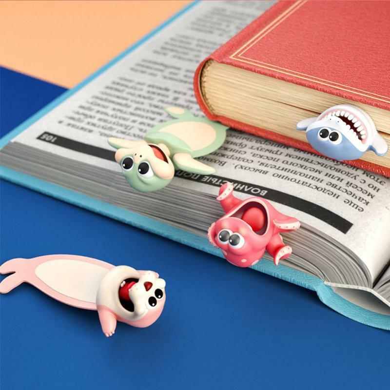 3d Stereo Cartoon Marker Animal Bookmarks Cute Cat Material Student Children Stationery Pvc Gift Bookmark School Exquisite X6R7