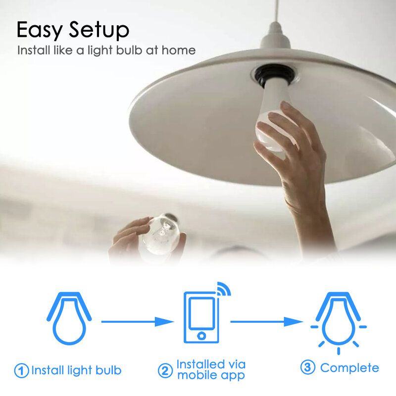 Żarówka LED inteligentny E27 B22, 15W, regulowany LED, kontrola aplikacji, funkcja z Google Alexa