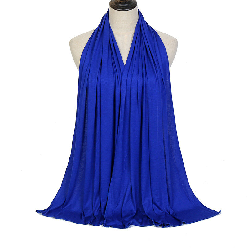 20 색상 일반 저지 Hijab 모자 스카프 코 튼 폴 리 에스테 르 랩 탄력 Shawls Foulard 긴 소프트 이슬람 머리 띠 Snood 170*60Cm
