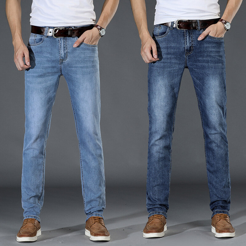 #Summer Thin Pantalones vaqueros clásicos para hombre,Jeans largos 
